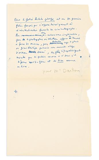 COCTEAU, JEAN. Group of 10 Autograph Manuscripts, including 5 Signed, brief or fragmentary working drafts of reviews for books or films